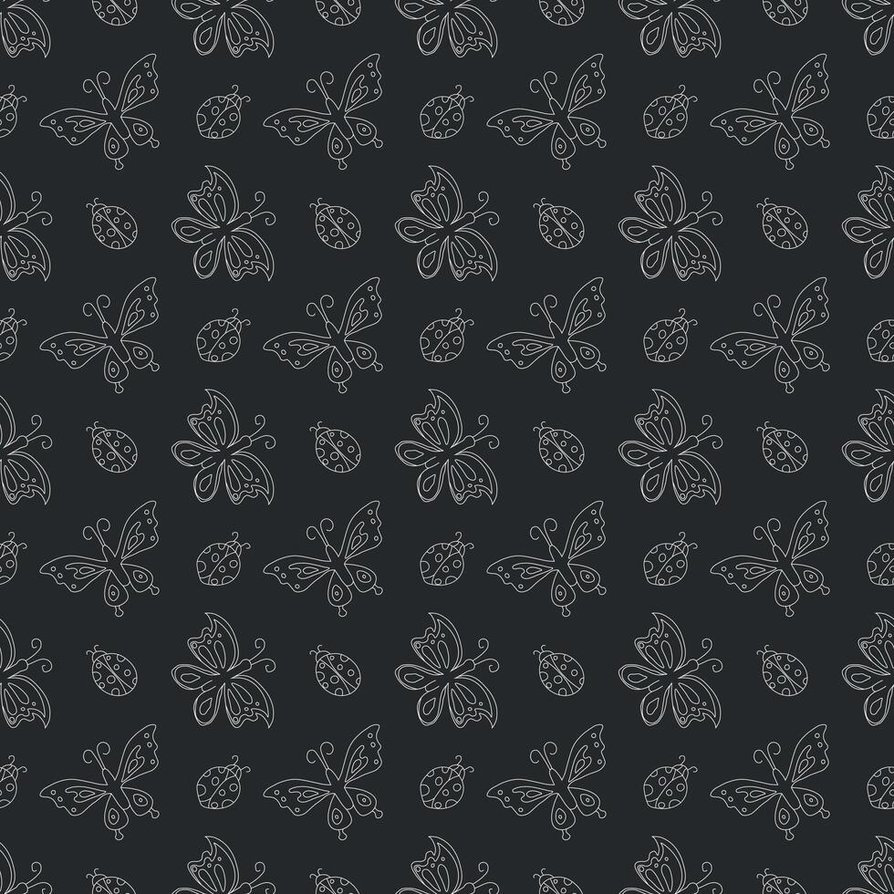 Seamless butterfly pattern. ornament with butterflies. drawn spring illustration vector