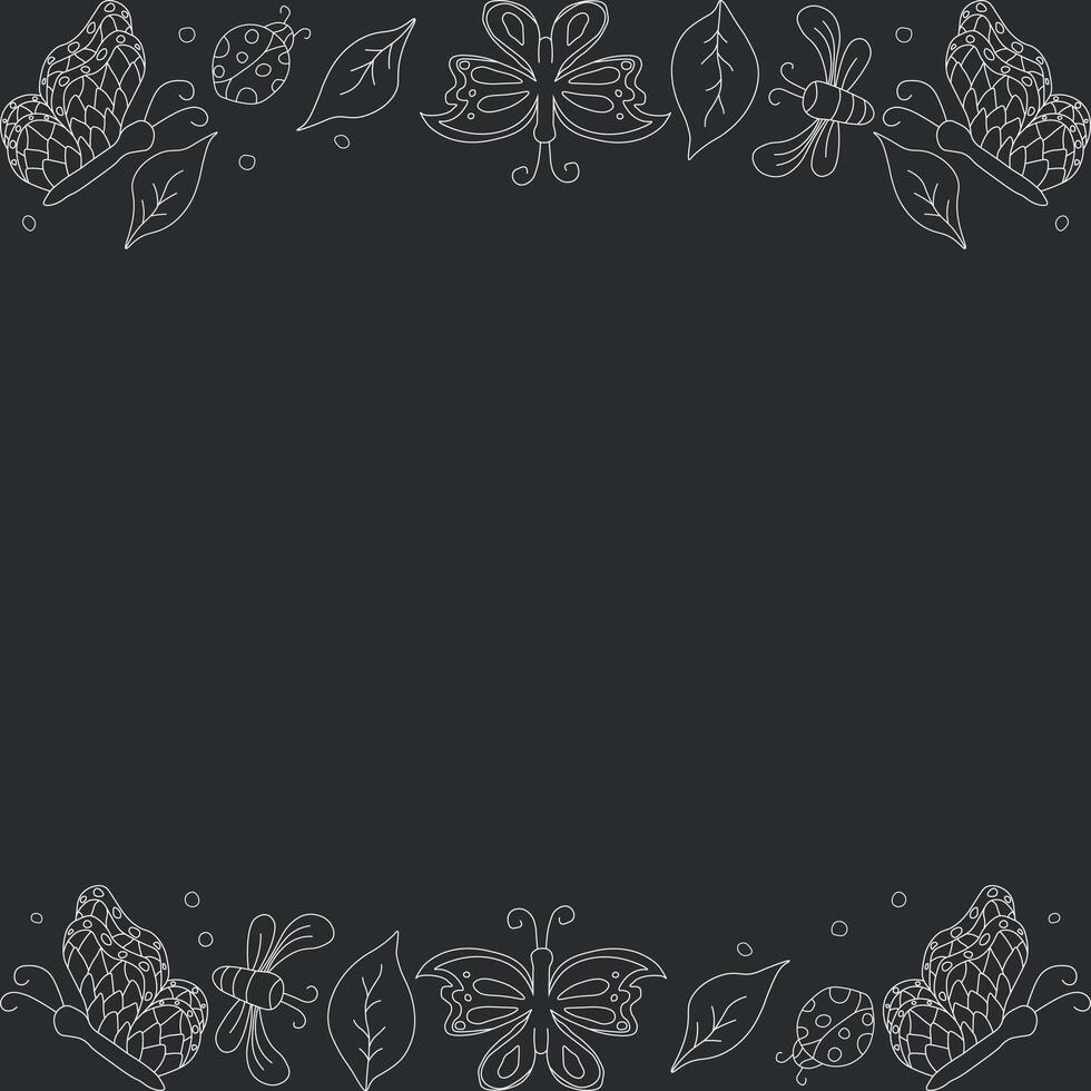 Spring frame with butterflies. butterflies background. drawn spring illustration vector