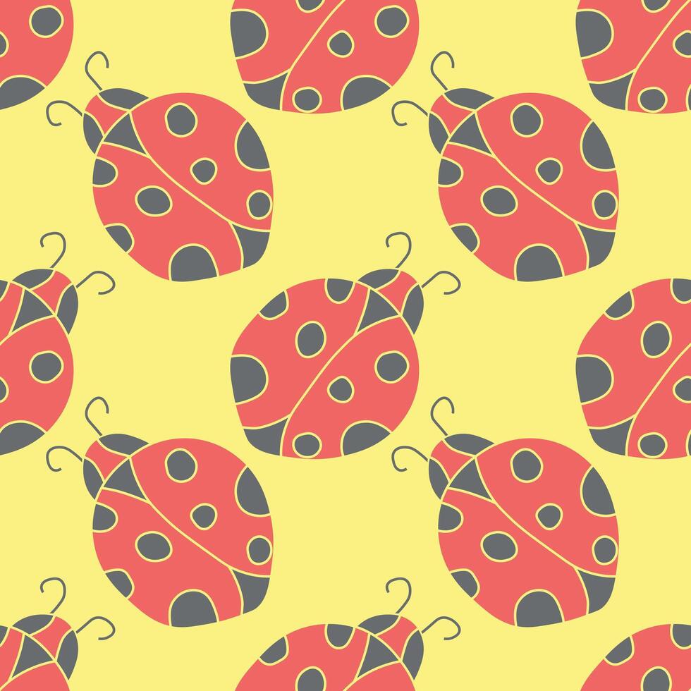 Seamless pattern with ladybugs. Summer ladybugs background vector