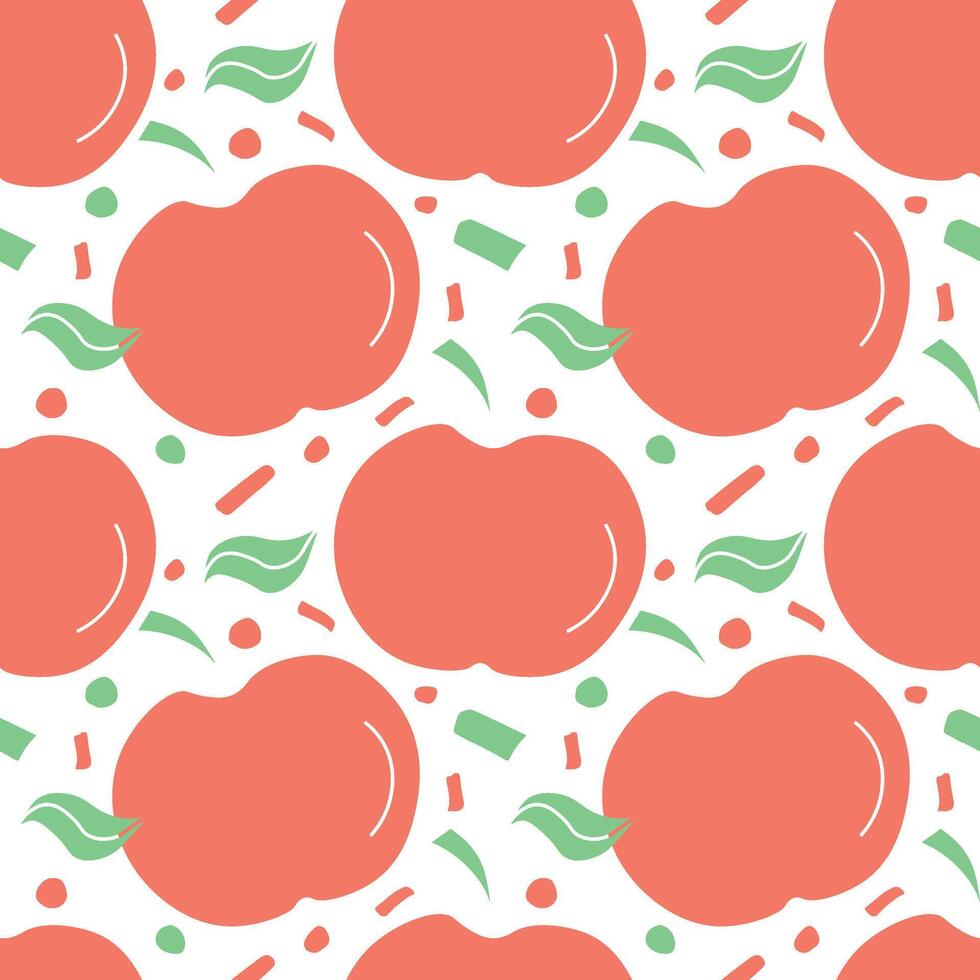 Seamless apple pattern. Colored seamless doodle pattern with red apples vector