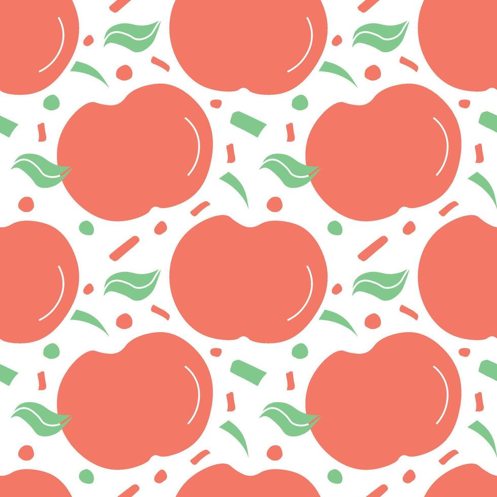 Seamless apple pattern. Colored seamless doodle pattern with red apples vector