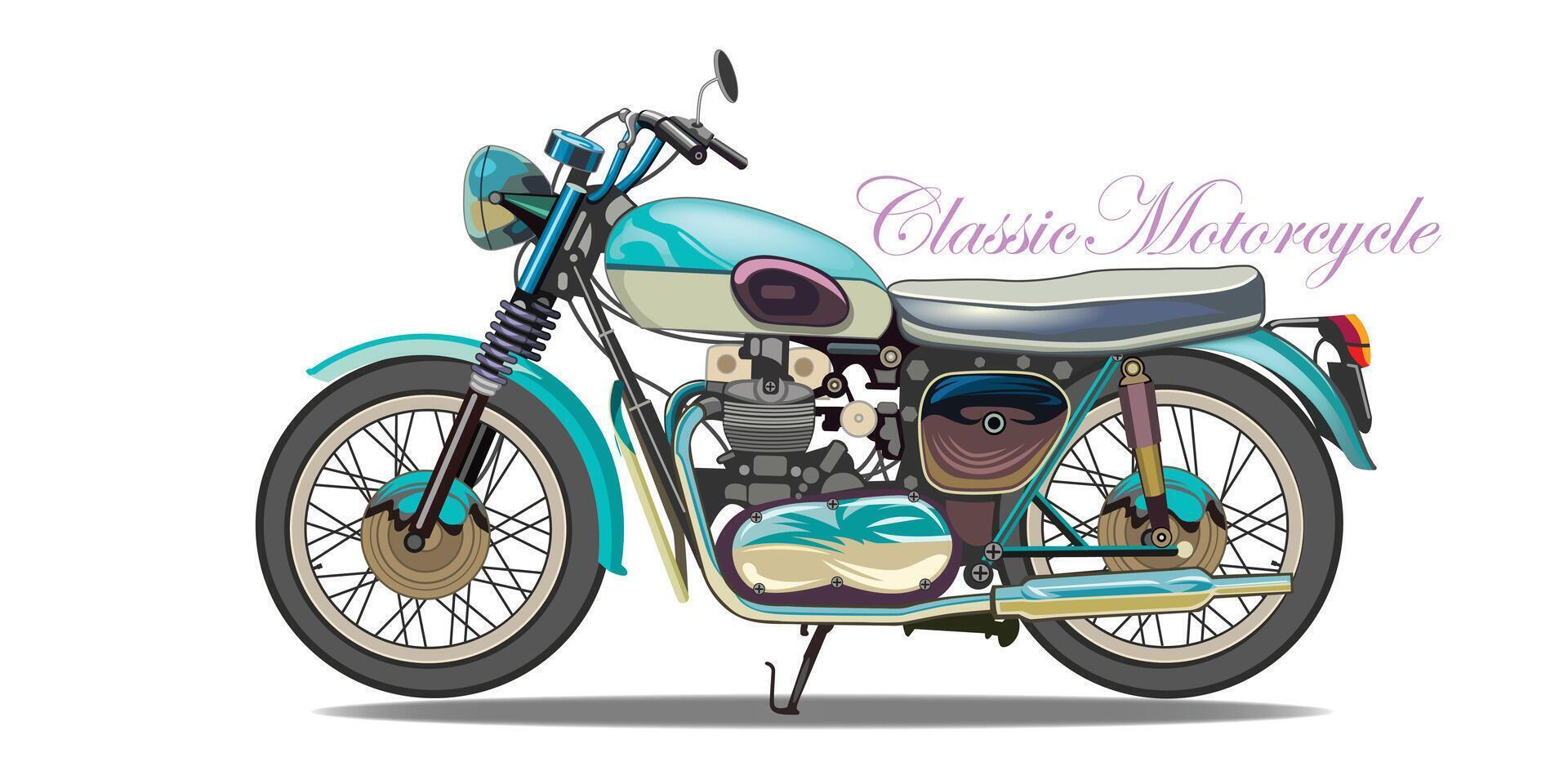 Light blue classic motorcycle vector for background design.