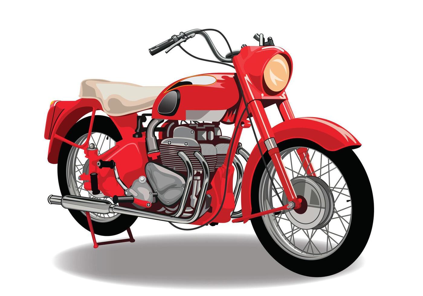 Red classic motorcycle vector with isolated on white background.