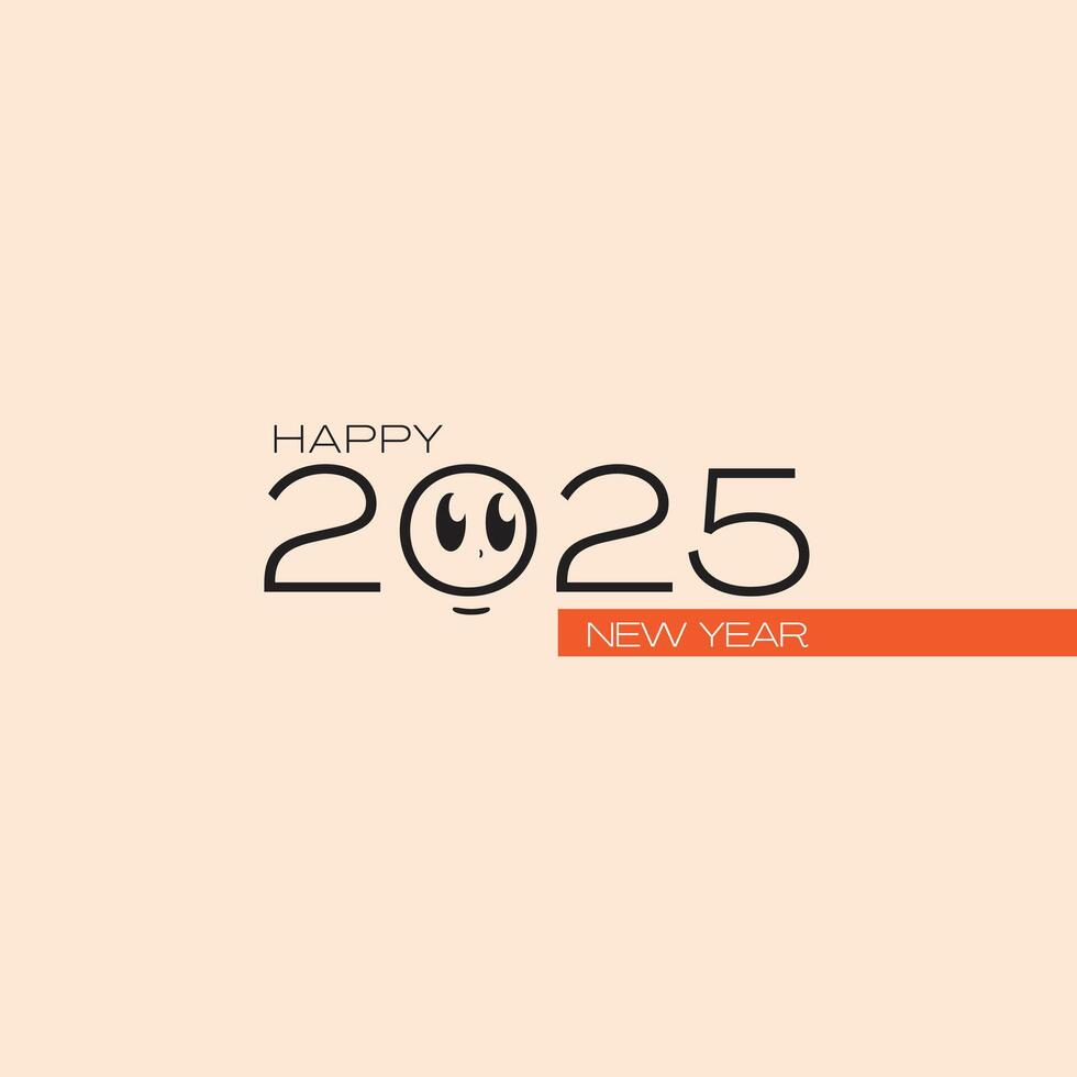 Happy New Year 2025 Social Media Post. Cute Minimalist Vector Illustration Design Template.