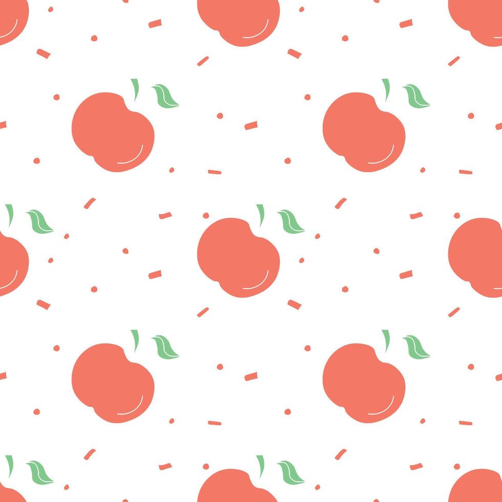 Seamless apple pattern. Colored seamless doodle pattern with red apples vector