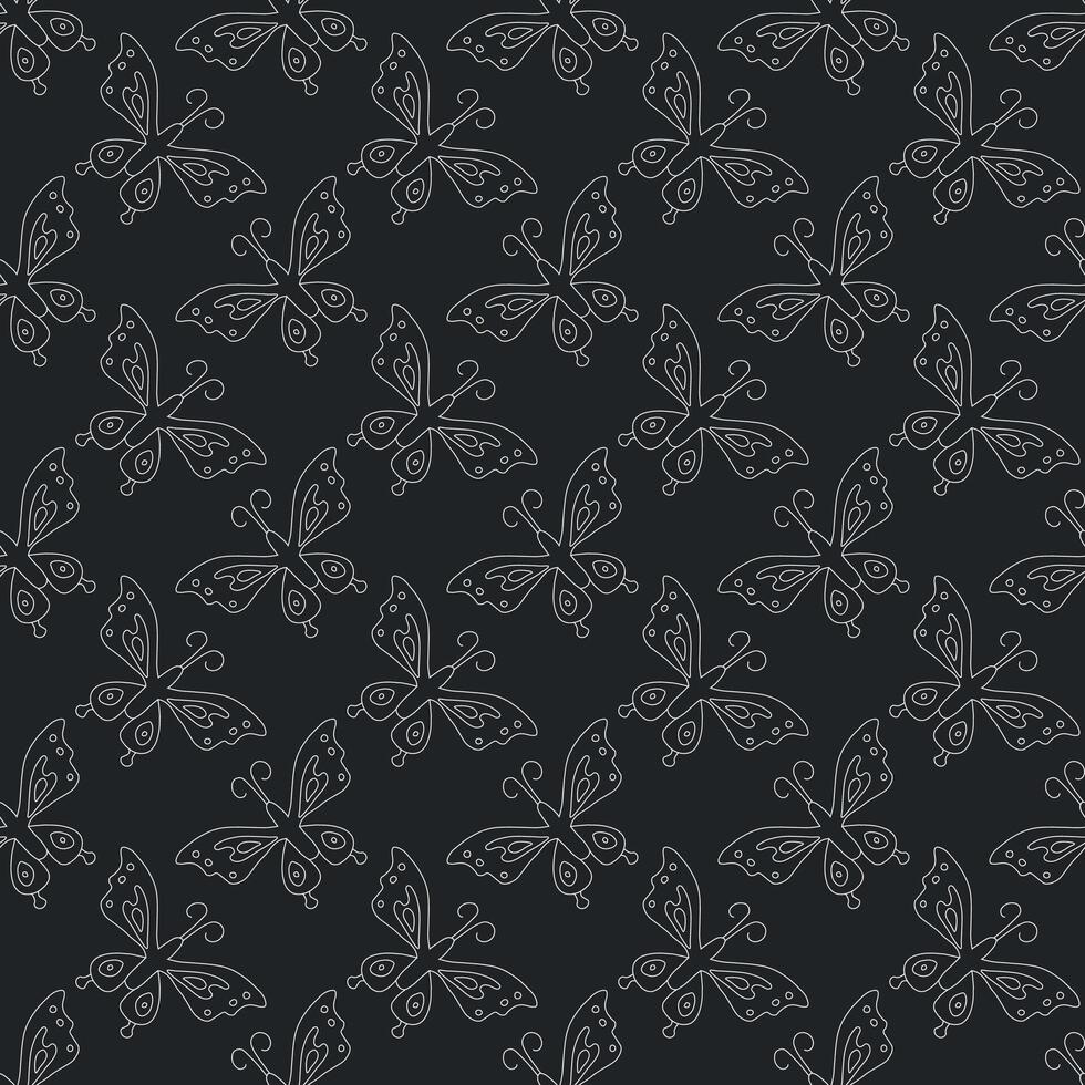 Seamless butterfly pattern. ornament with butterflies. drawn spring illustration vector