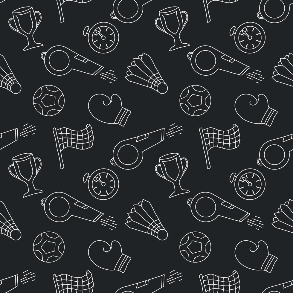 Seamless sport pattern. Background with sports icons. Doodle sport illustration vector