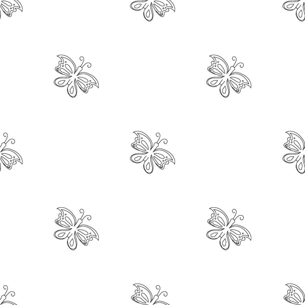 Seamless butterfly pattern. ornament with butterflies. drawn spring illustration vector
