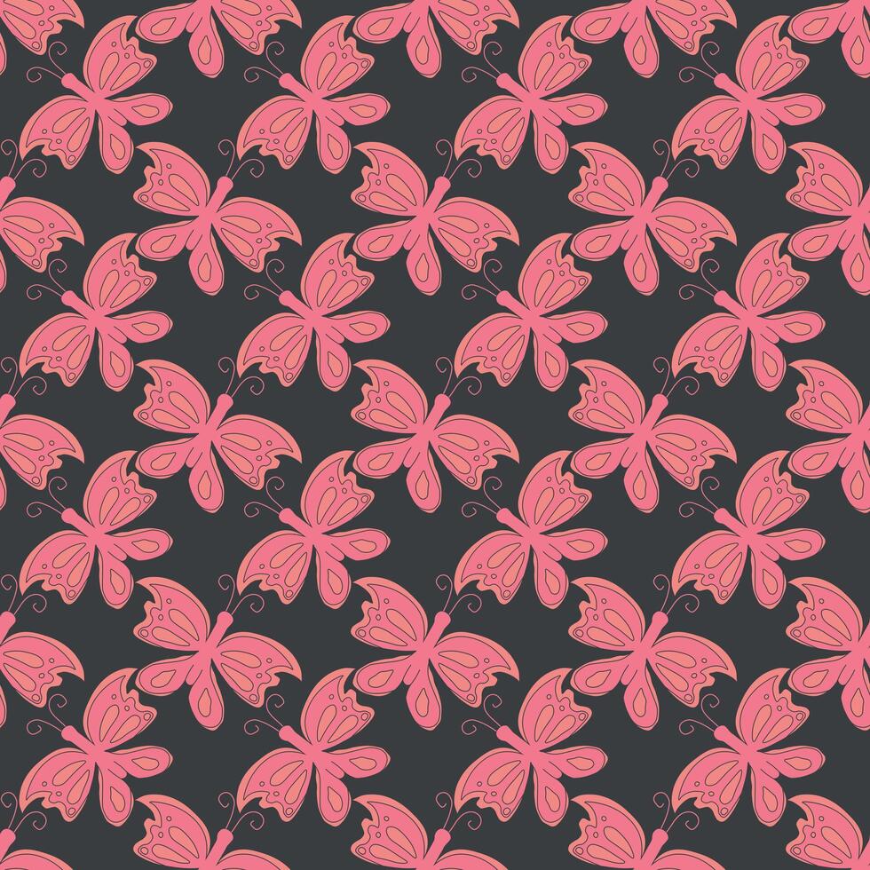 Seamless butterfly pattern. ornament with butterflies. drawn spring illustration vector