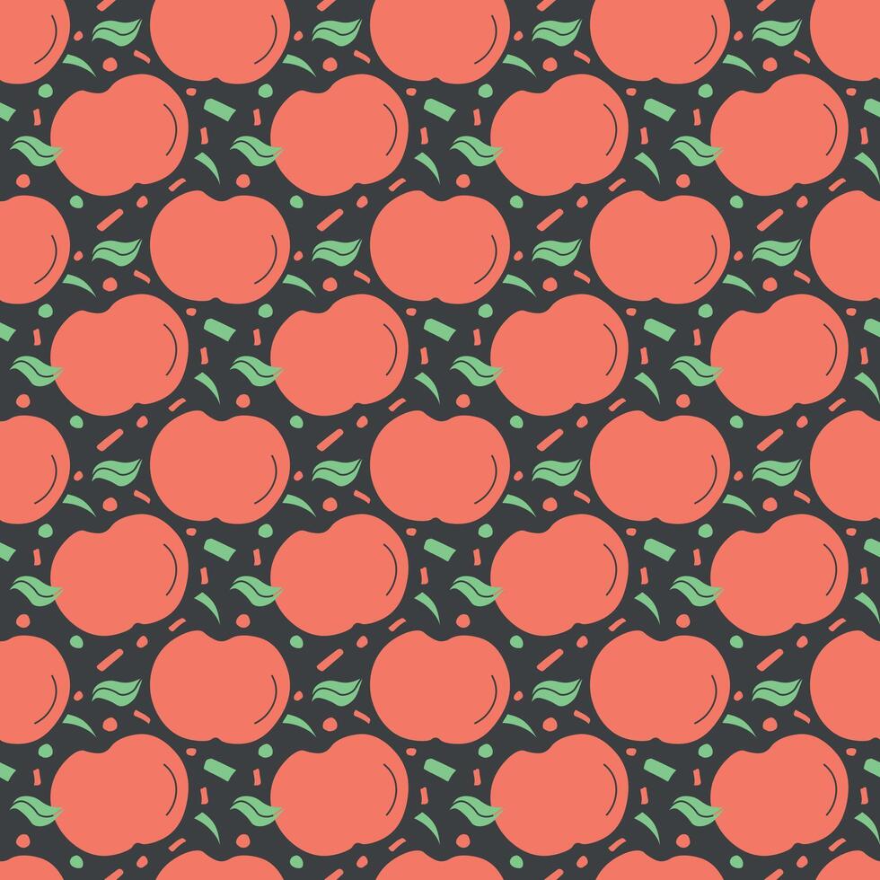patrón de manzana sin costuras. patrón de garabato transparente de color con manzanas rojas vector
