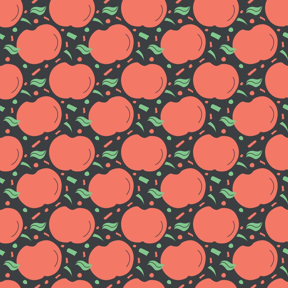 Seamless apple pattern. Colored seamless doodle pattern with red apples vector