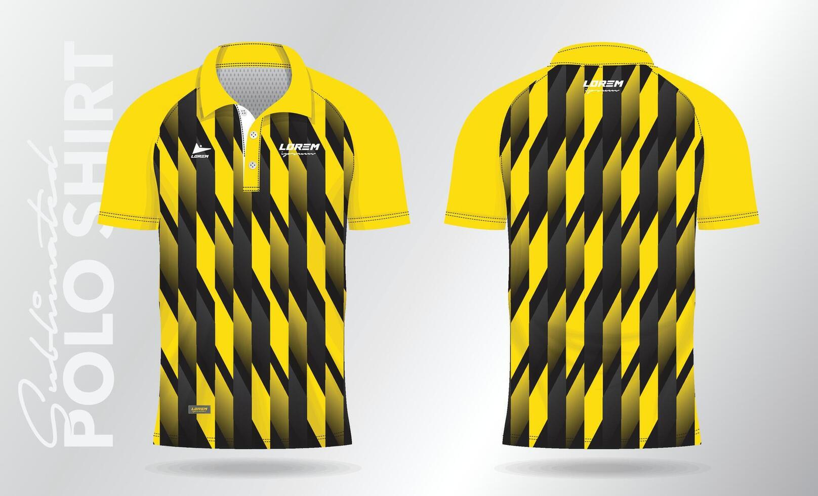 amarillo polo camisa jersey Bosquejo modelo diseño. deporte uniforme en frente vista, espalda vista. vector