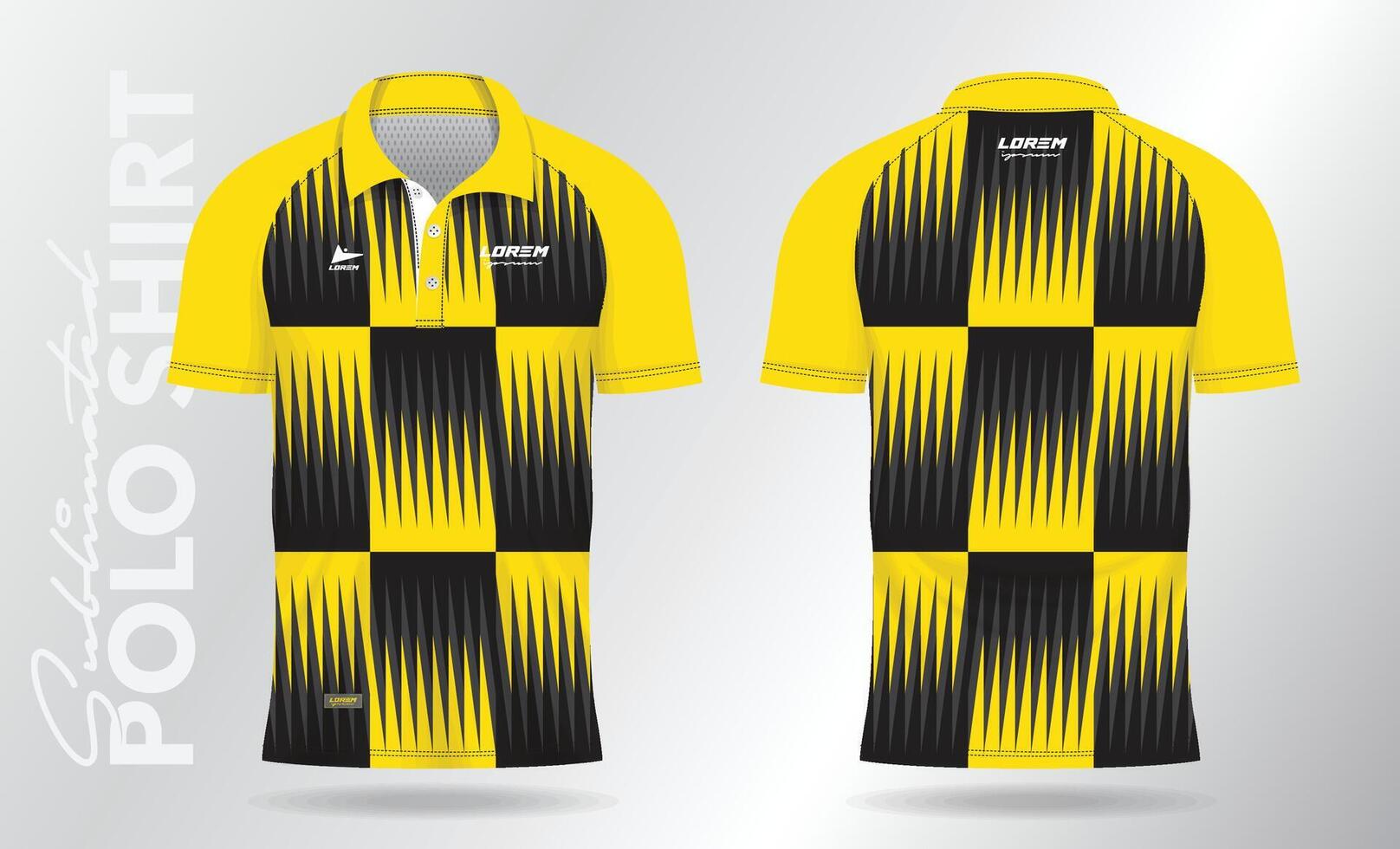 amarillo polo camisa jersey Bosquejo modelo diseño. deporte uniforme en frente vista, espalda vista. vector