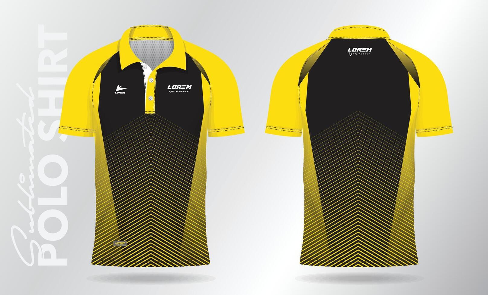 yellow polo shirt jersey mockup template design. Sport uniform in front view, back view. vector