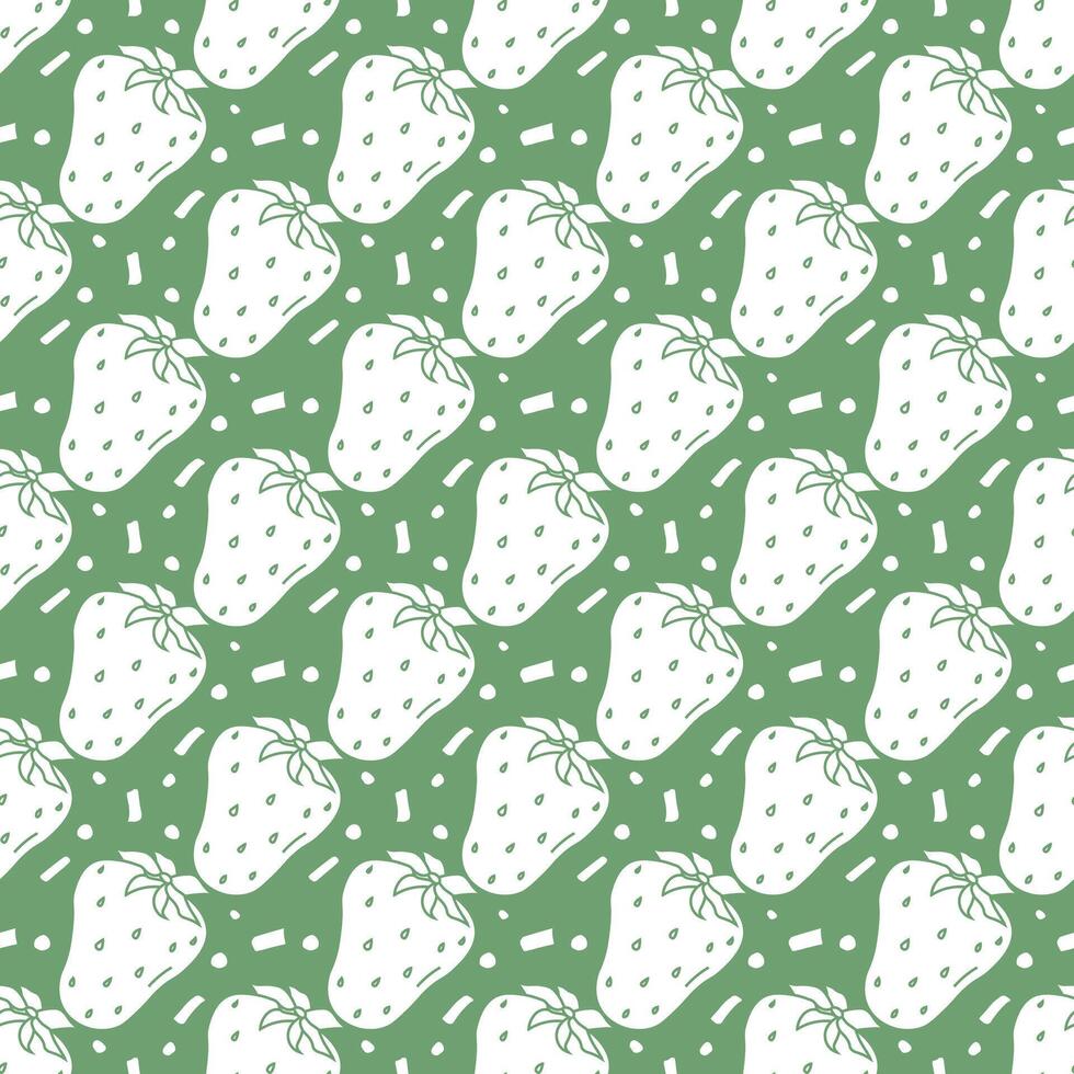 Seamless strawberries pattern. Doodle vector with red strawberries icons. Vintage strawberries pattern
