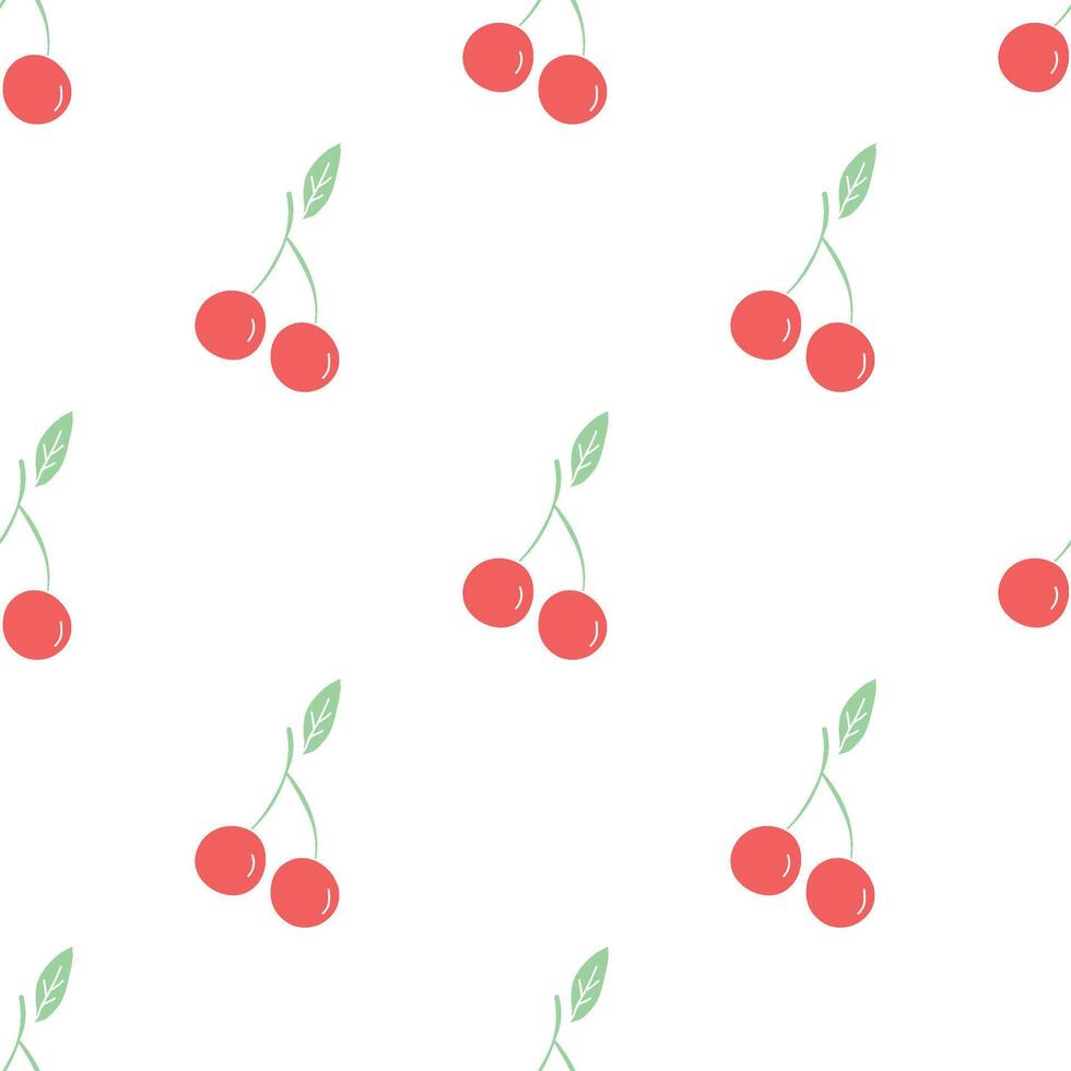 patrón de cereza sin costuras. vector de fideos con iconos de cereza roja. patrón de cereza vintage