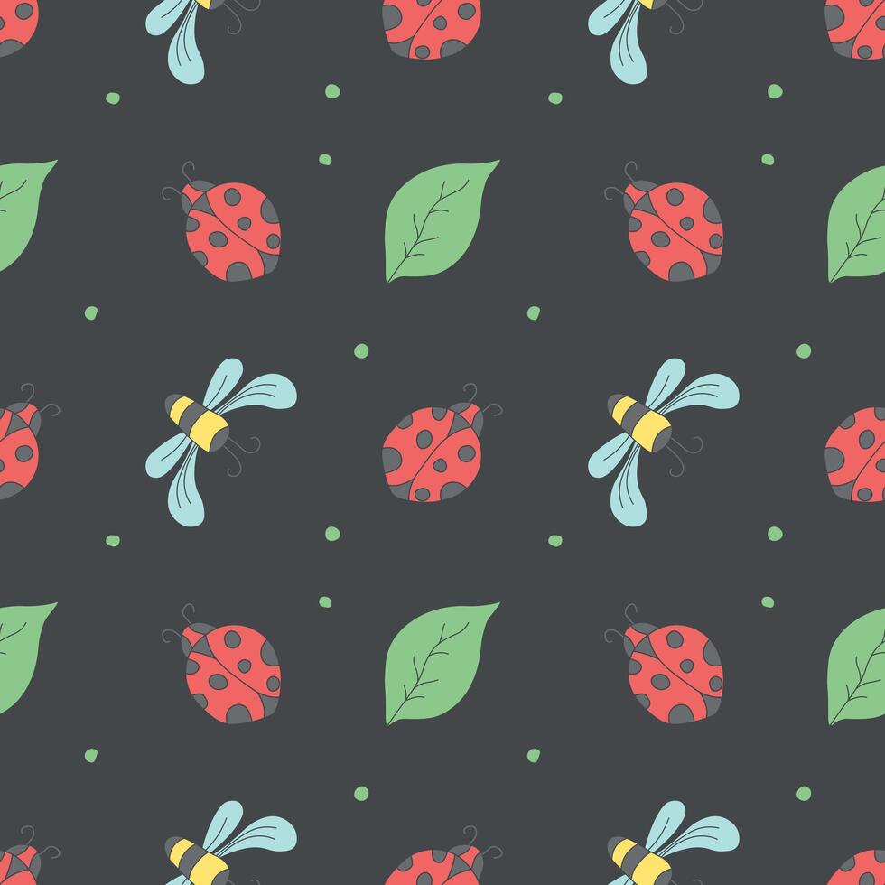 Seamless pattern with ladybugs. Summer ladybugs background vector