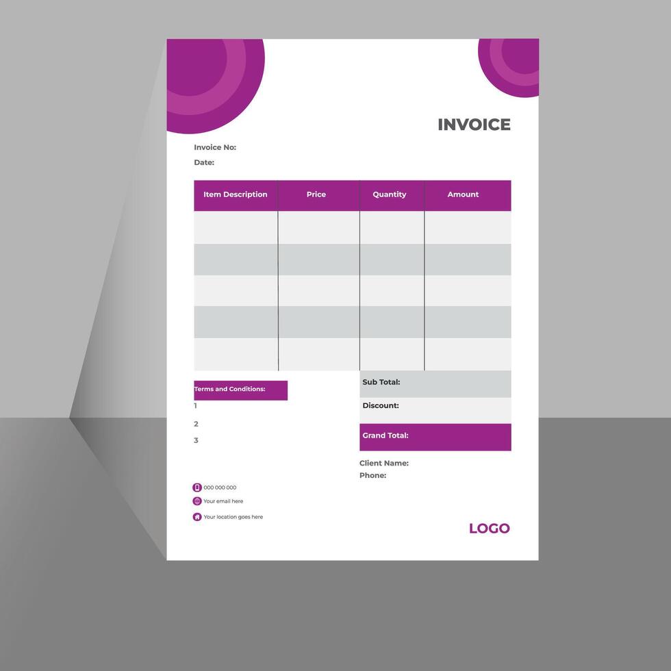 Unique clean fresh Invoice template vector