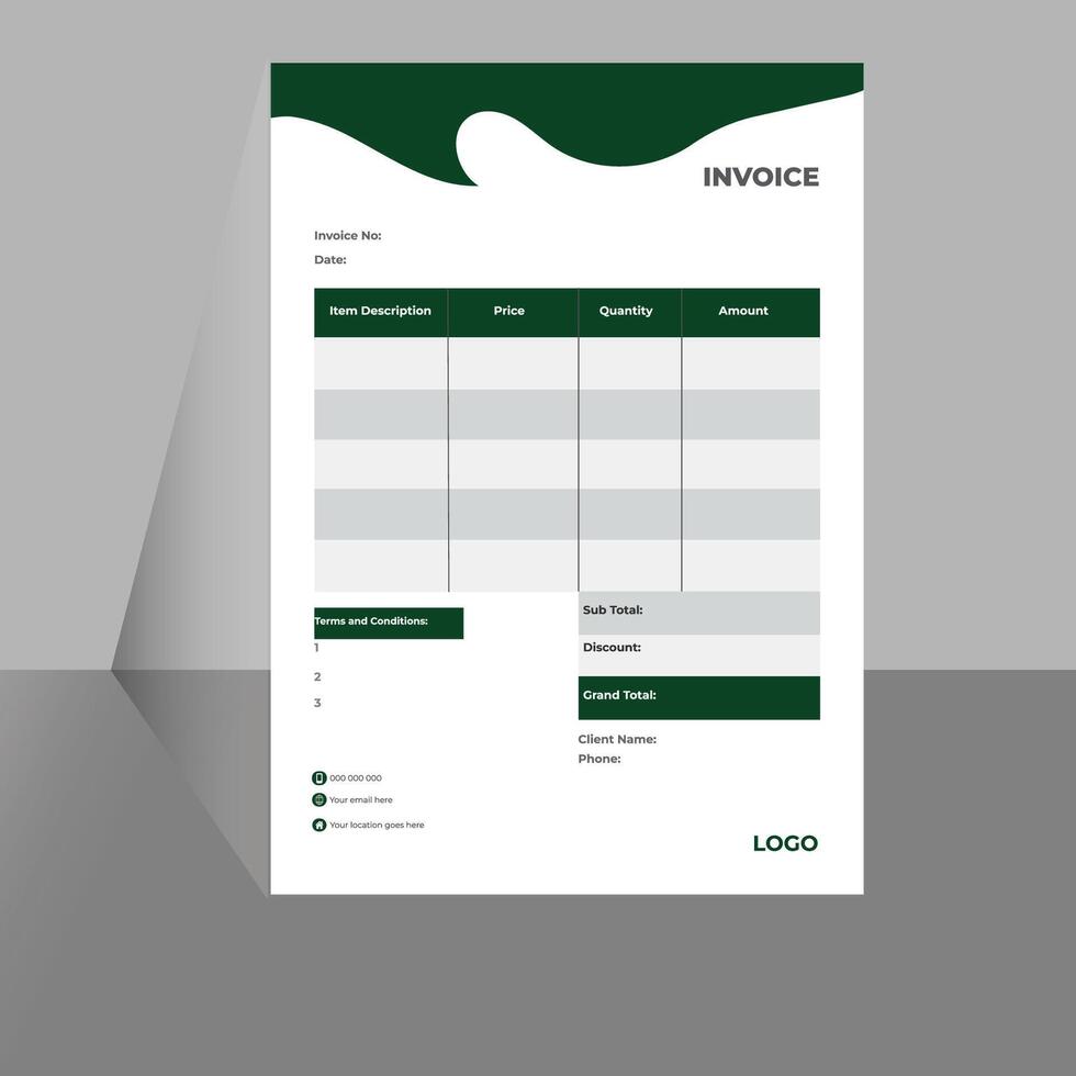 Unique clean fresh Invoice template vector