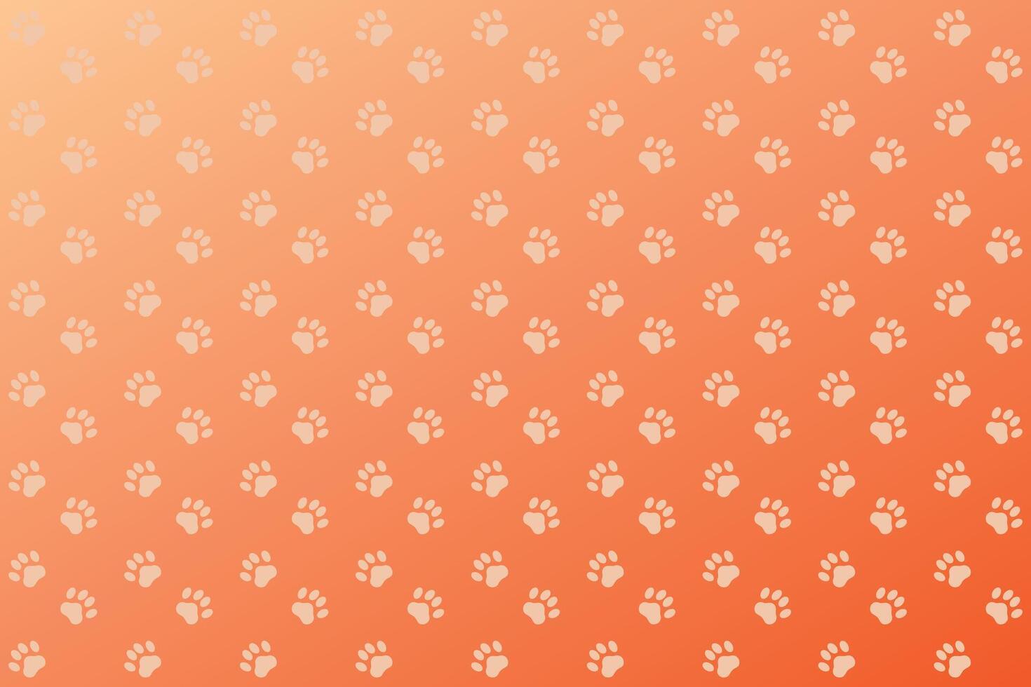 Light orange paw patterns on a gradient orange background vector