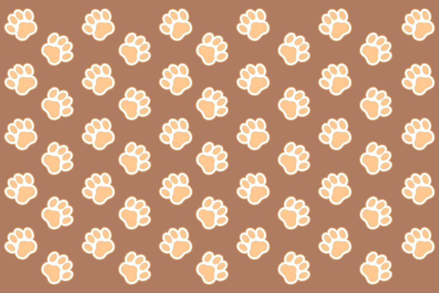 Light brown paw pattern on a dark brown background vector