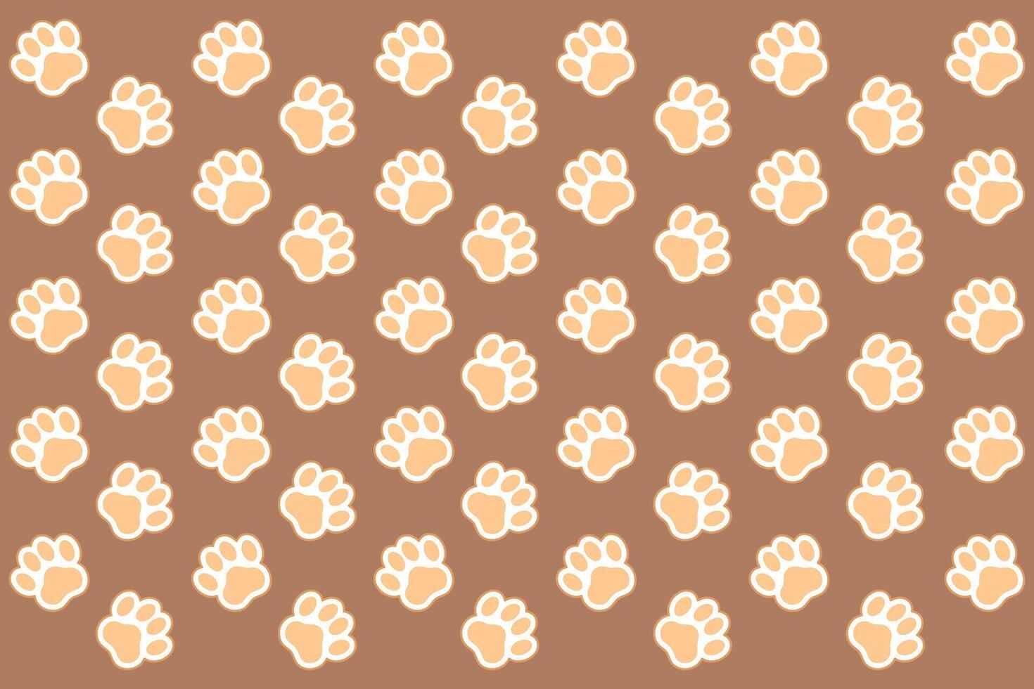 Light brown paw pattern on a dark brown background vector