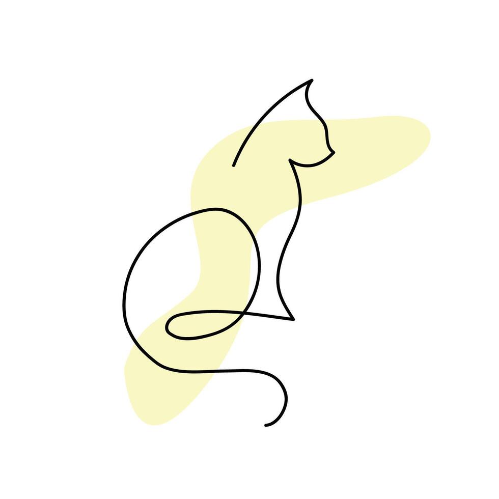 gato uno línea Arte hecho a mano vector