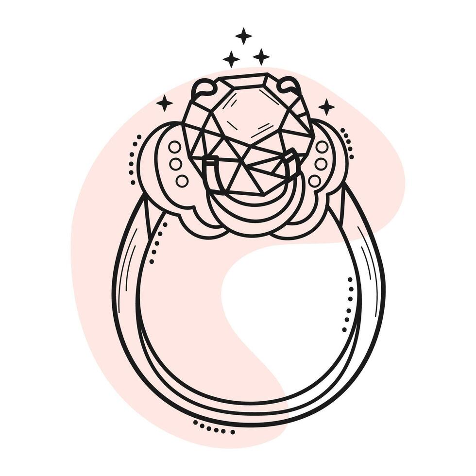 diamante anillo icono. mano dibujo. joyería vector