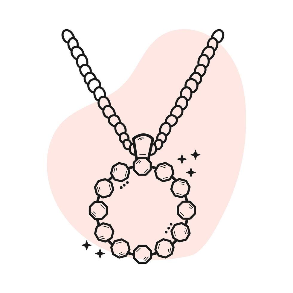 Pendant with chain icon. Hand drawing. Jewelry vector