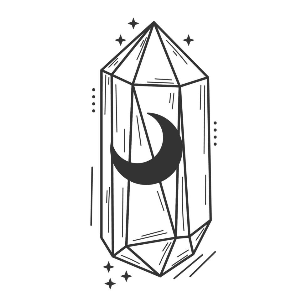 Crystal icon with branches and stars, illustration isolated on white background. vector