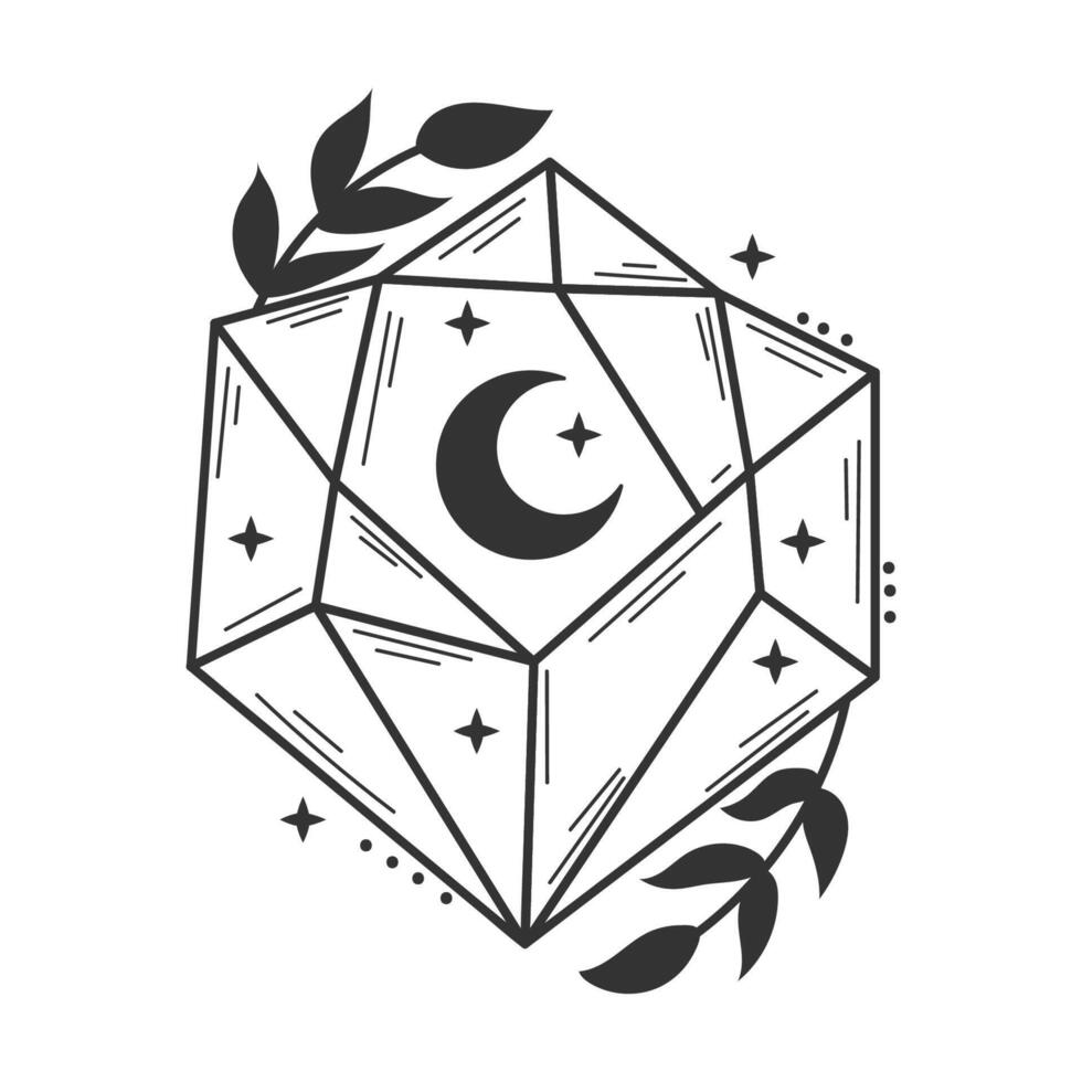 cristal icono con ramas y estrellas, ilustración aislado en blanco antecedentes. vector