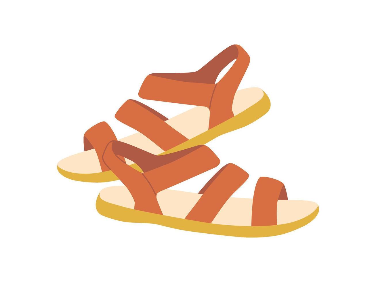 Pair of comfortable sandals. Comfortable summer shoes. Vector illustration in flat style