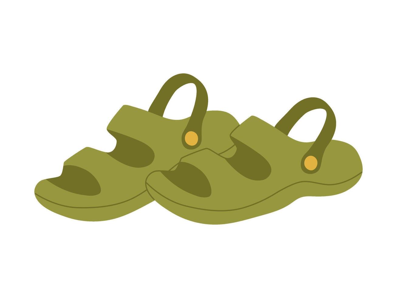 Pair of Comfortable summer shoes. green Vector illustration in flat style