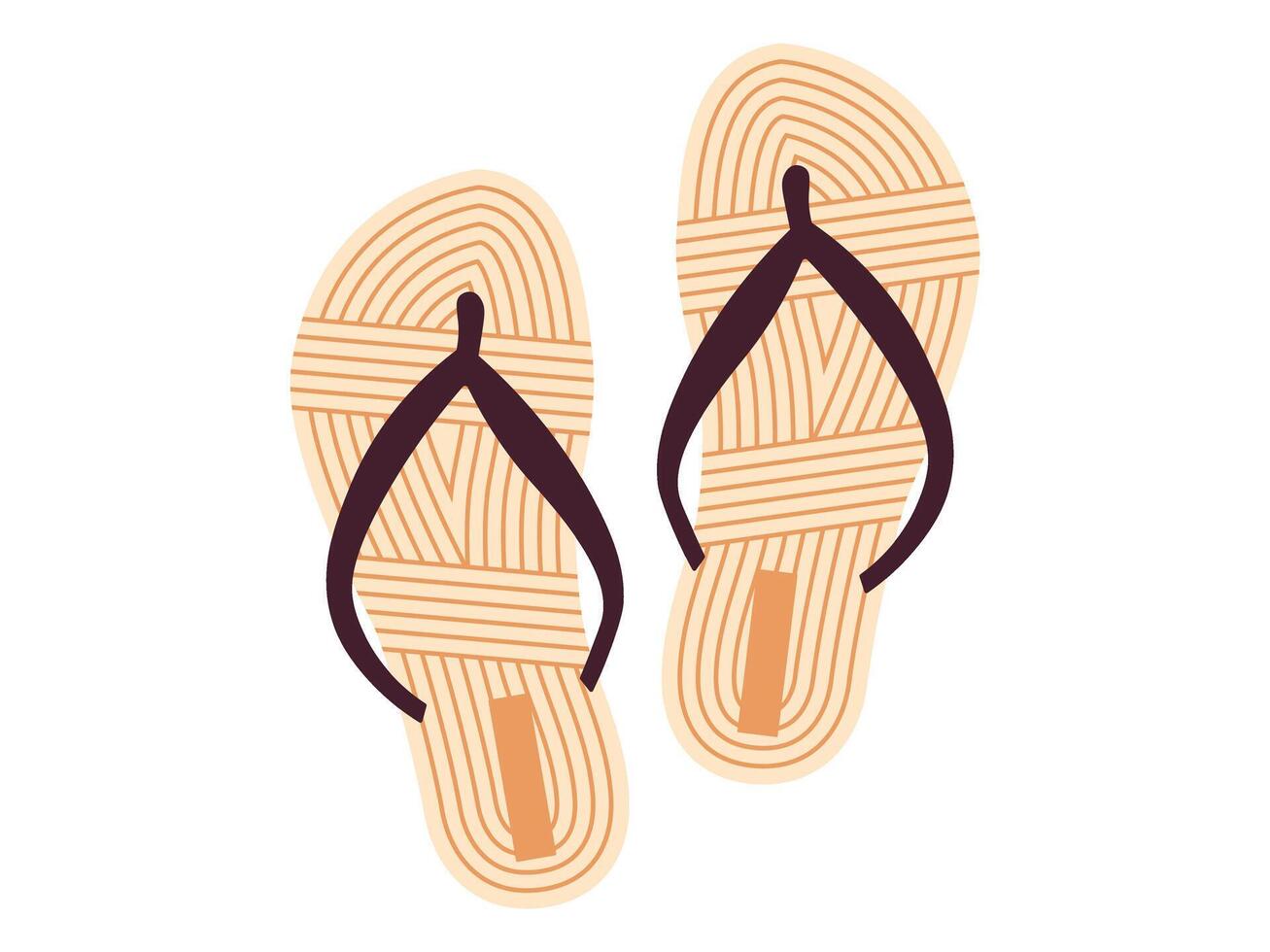 Comfortable summer shoes. Pair of slippers. Vector beach slide flip flops in flat style