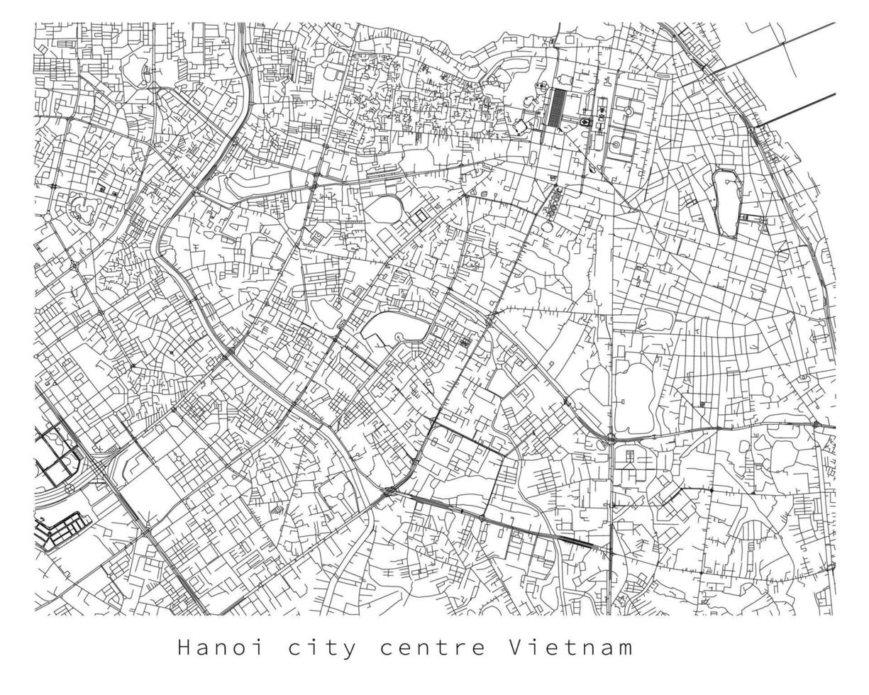 Hanoi Vietnam ciudad centro urbano detalle calles carreteras mapa ,vector elemento modelo imagen vector