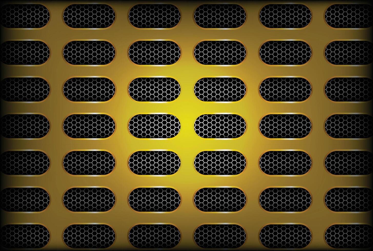 Abstract technology gold background with shiny effect. on dark space with textured metallic oval patterns vector