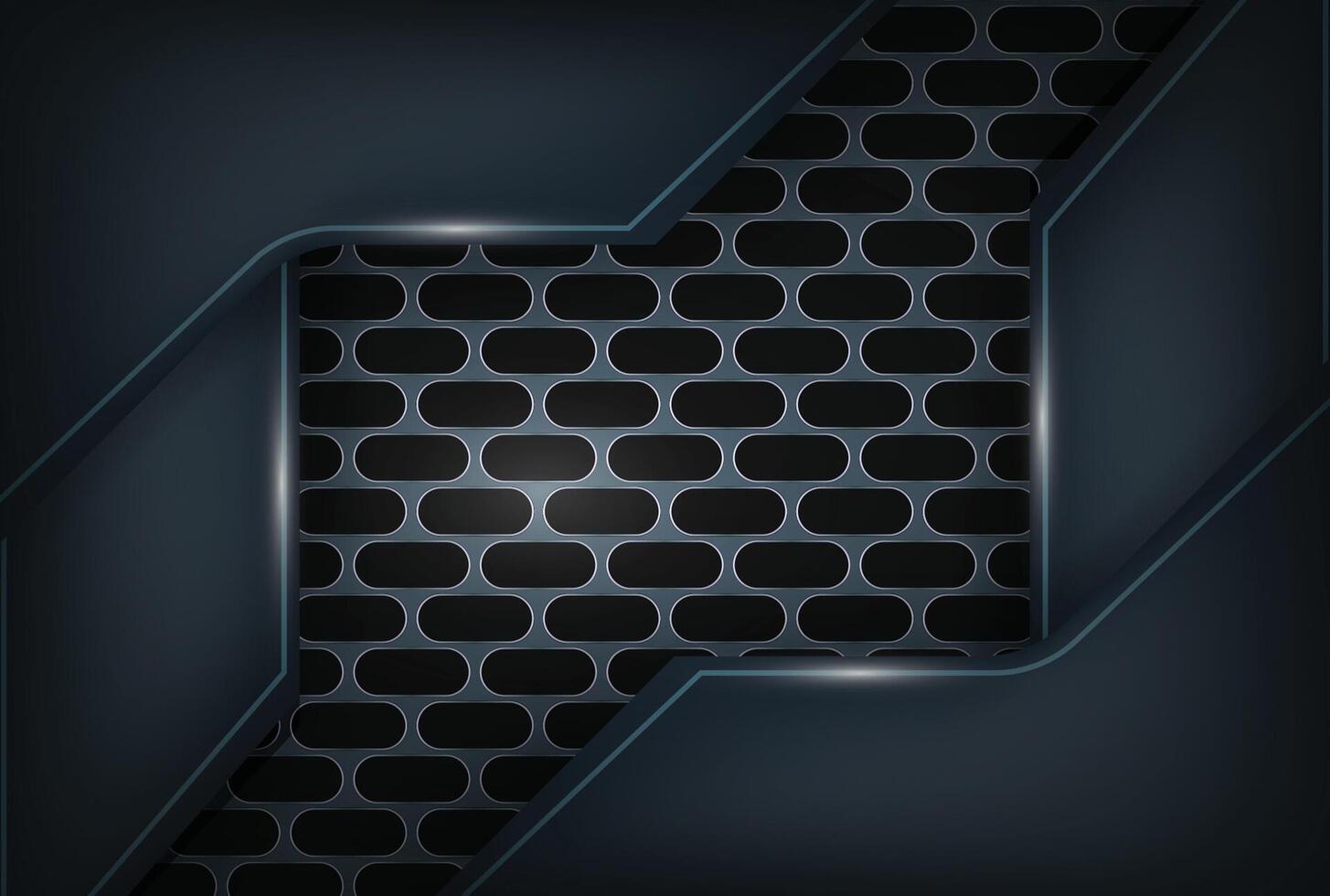 Abstract technology background with oval perforated metallic. on dark space with light effect decoration vector