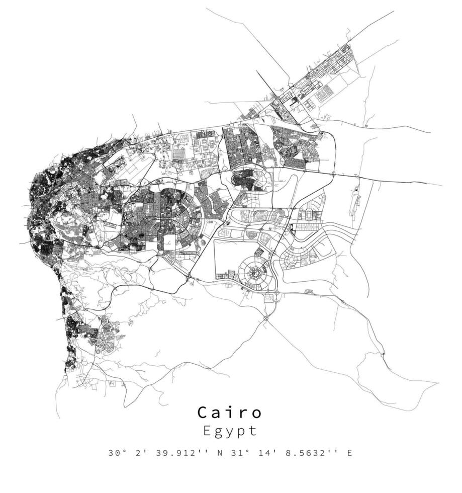 El Cairo, Egipto urbano detalle calles carreteras mapa ,vector elemento modelo imagen vector