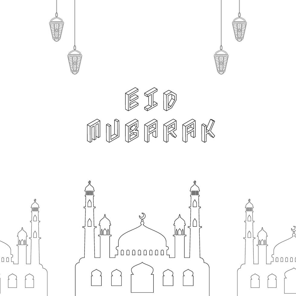Modern design Eid Mubarak background with Islamic decoration vector