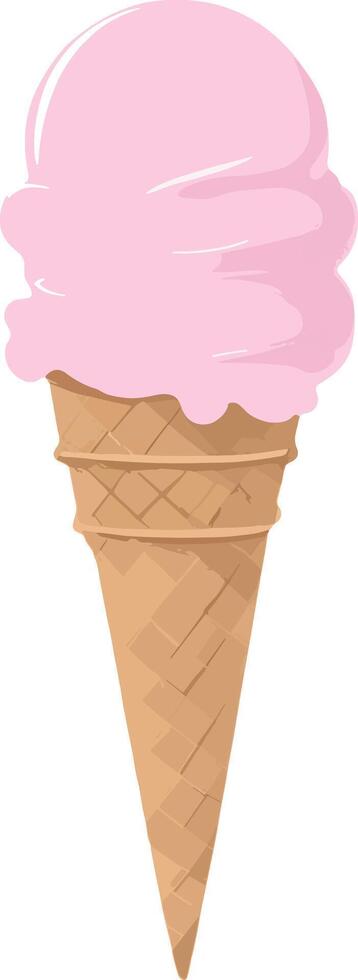 Pink Ice Cream Cone Illustration vector