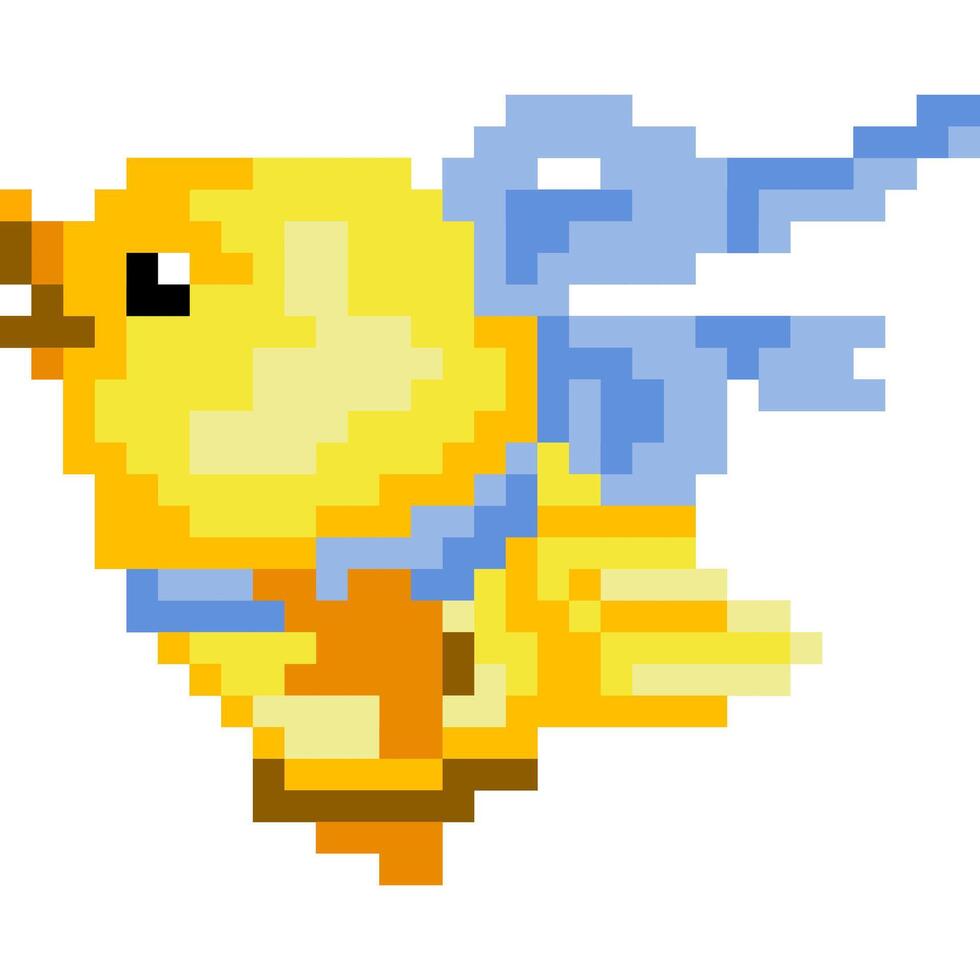 Bird cartoon icon in pixel style vector