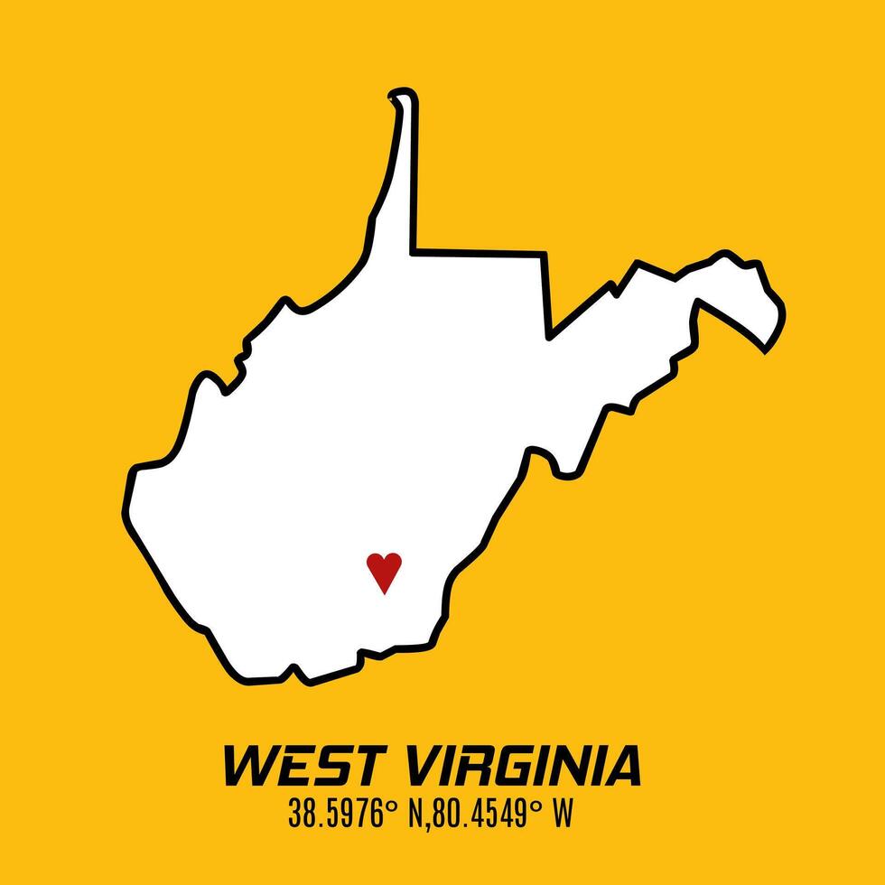 vector of west virginia map with love, perfect for print, appare, symbol, etc