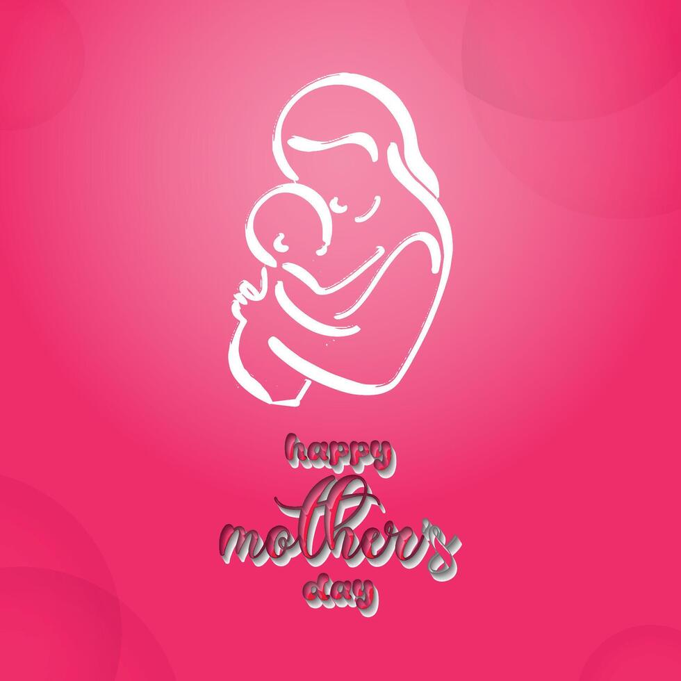 happy mother's day mom and child vector greeting design