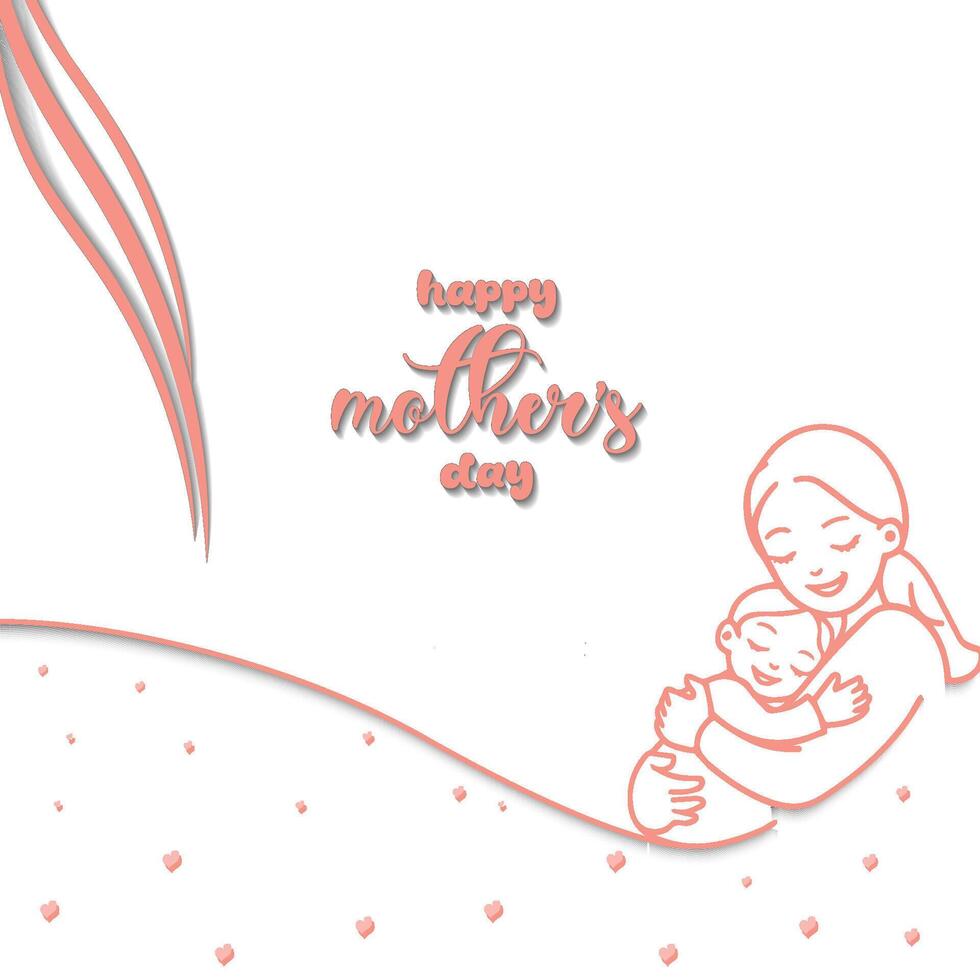 happy mother's day mom and child vector greeting design