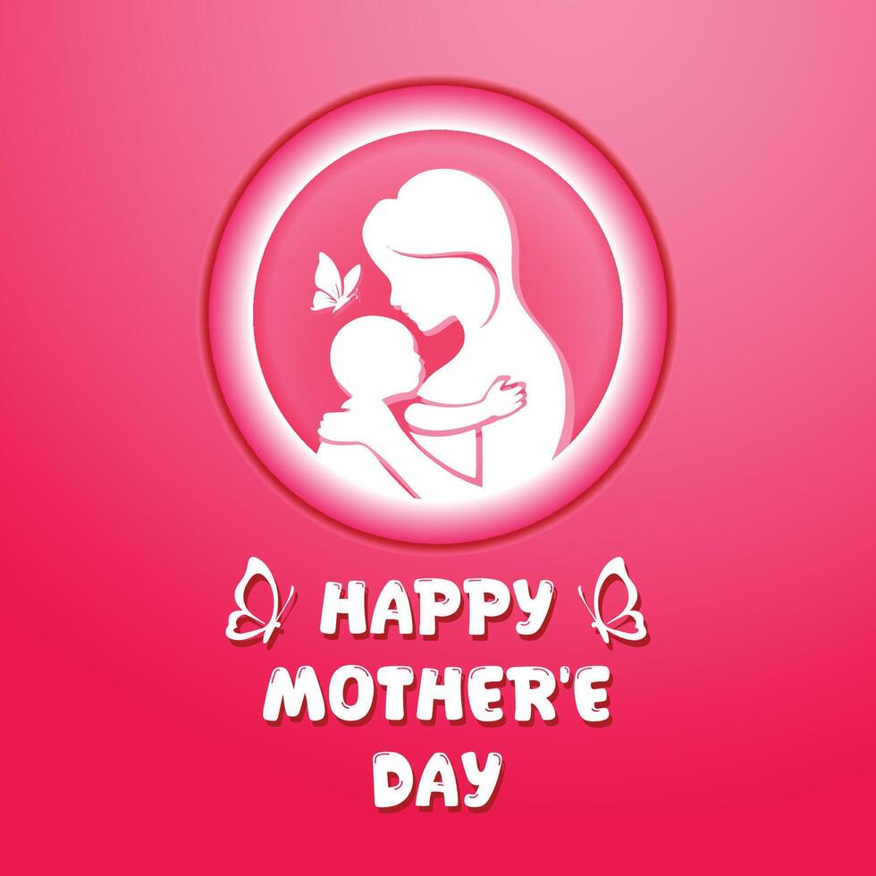 happy mother's day mom and child vector greeting design