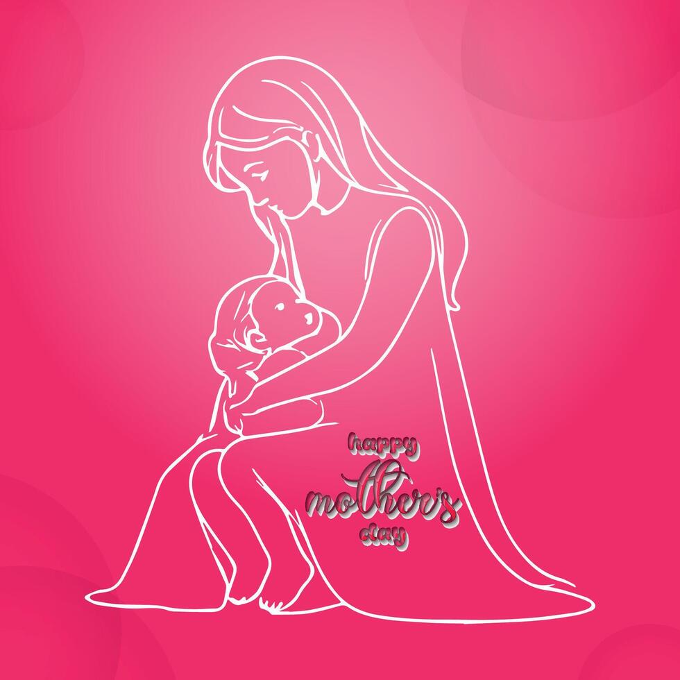 happy mother's day mom and child vector greeting design
