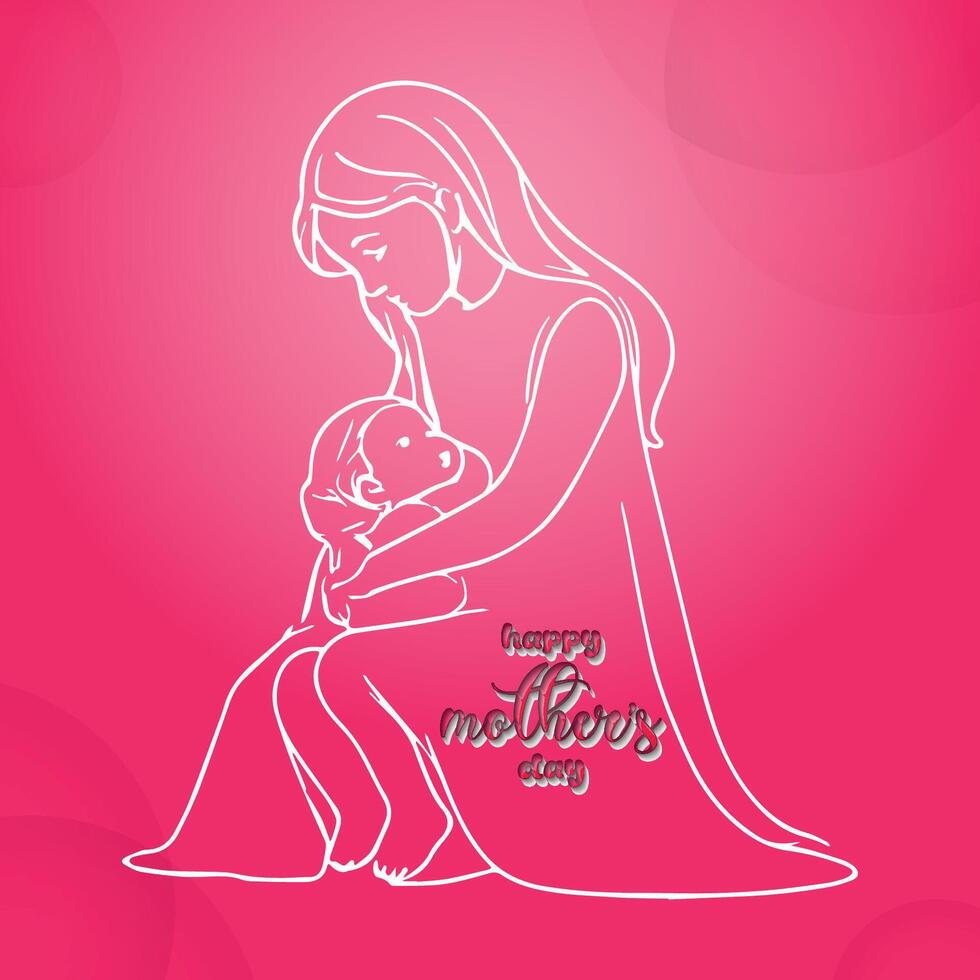 contento de la madre día mamá y niño vector saludo diseño