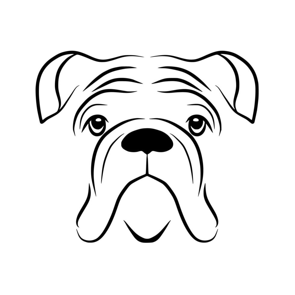 Dog breed bulldog head, wrinkled face, vector illustration