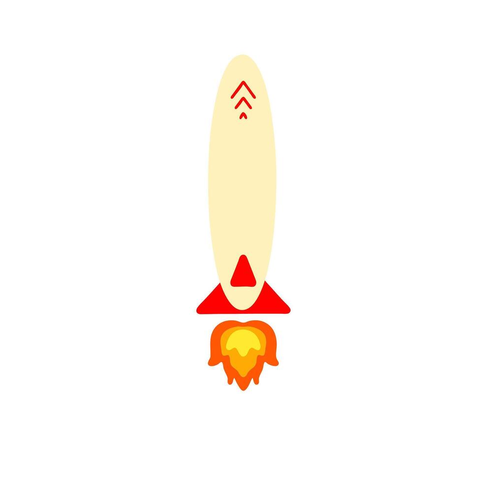 Rocket clipart. Ship is launching with flames on its tail illustration vector