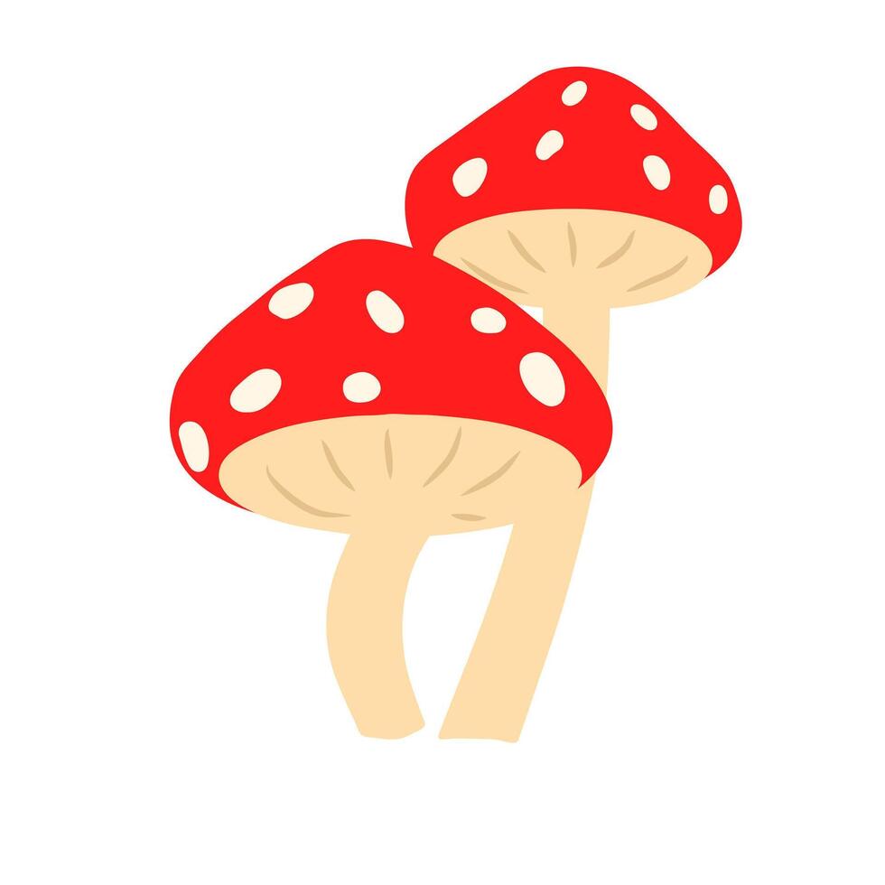 Red mushroom fungus cartoon illustration vector